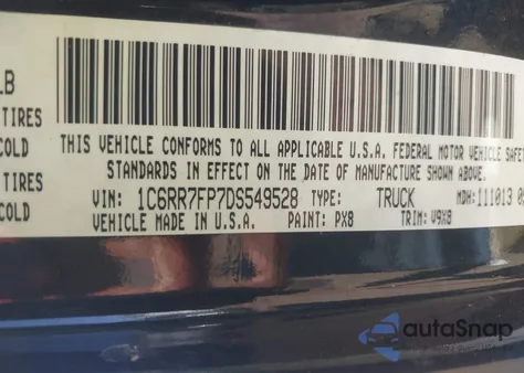 2013 Ram 1500 Tradesman from USA, damaged, VIN 1C6RR7FP7DS549528